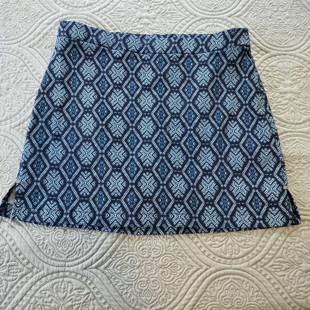 2/$30 Rafaella Comfort Blue Print Tennis Skort Women Sz L Tennis Golf Prep